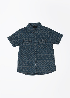 

Cherokee Boys Printed Casual Blue Shirt, Dk-blue
