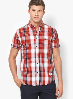 

Jack & Jones Men's Checkered Casual Red, White Shirt, Red ochre
