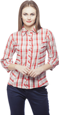 

Peptrends Women' Checkered Formal Red Shirt