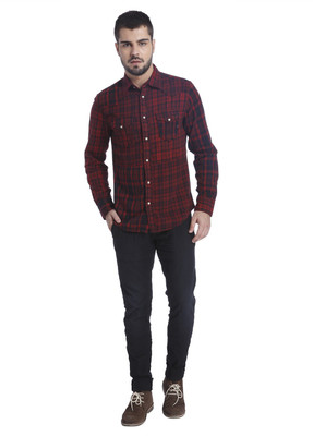 

Jack & Jones Men's Solid Casual Red, Blue Shirt, Syrah