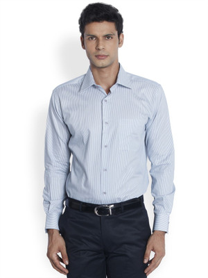 

Raymond Men's Striped Formal Blue Shirt, Light blue