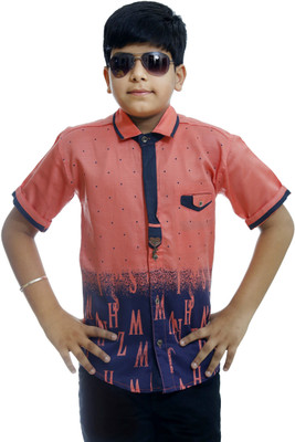 

Ennjoy Boys Printed Casual Pink, Blue Shirt
