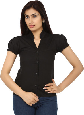 

TeeMoods Women's Solid Casual Shirt, Black