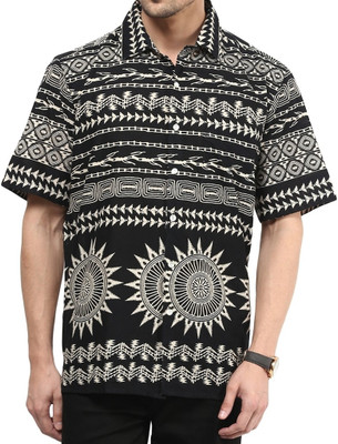 

Vivid India Men's Printed Casual Black Shirt