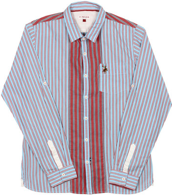 

US Polo Kids Boys Striped Casual Blue, Red Shirt, Bright red