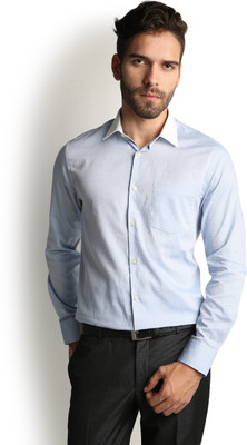 

Blackberrys Men's Self Design Formal Blue Shirt