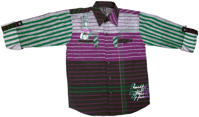 

BAD BOY Boys Striped Casual Purple Shirt