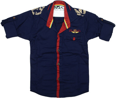 

Kidzee Men' Self Design Casual Blue Shirt