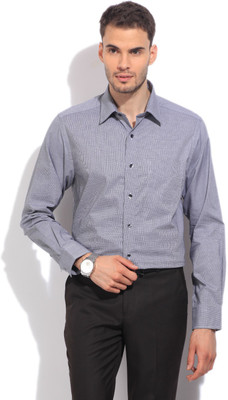 

Peter England Men's Houndstooth Casual Grey Shirt, Whitewithblack