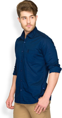 Parx Men's Solid Casual Blue Shirt