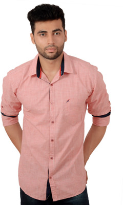 

Studio Nexx Men's Checkered Casual Red Shirt, Peach