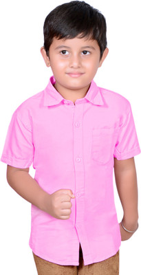 

Natkhat Boys Solid Casual Pink Shirt, Baby pink