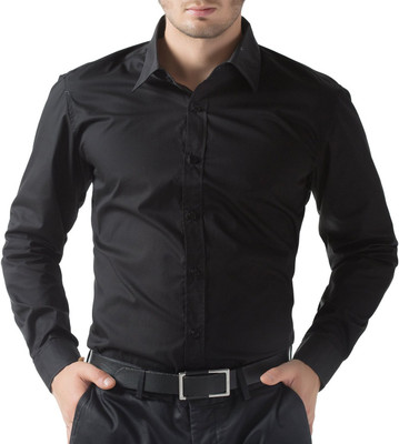 

You Forever Men's Solid Formal Black Shirt