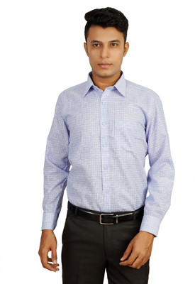 

Helg Men's Checkered Formal Blue Shirt, Sky blue
