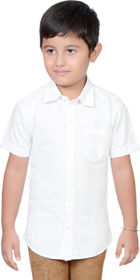 

Natkhat Baby Boys Solid Casual White Shirt