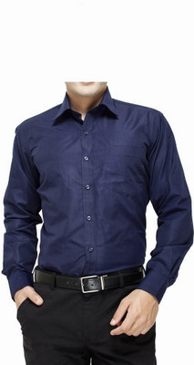 

You Forever Men's Solid Casual Blue Shirt, Navy blue