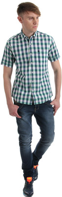 

Wrangler Men's Checkered Casual Multicolor Shirt, Green