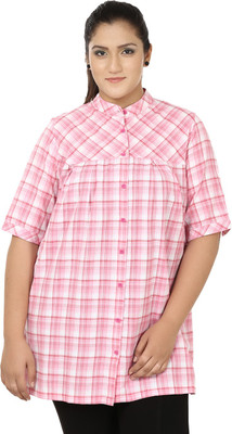 

Eves Pret A Porter Women's Checkered Casual Pink, White Shirt