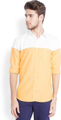

Parx Men's Solid Casual Yellow Shirt