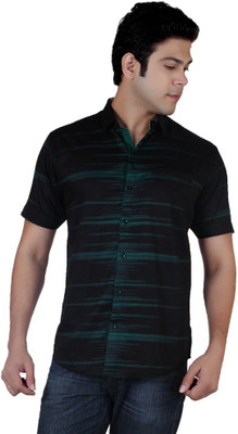

Carbone Men's Striped Casual Black Shirt