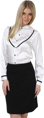 

Dazzio Women's Solid Formal White, Black Shirt