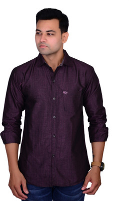 BRITISH TERMINAL Men Solid Casual Purple Shirt