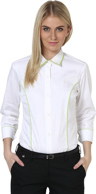 

Dazzio Women's Solid Formal White, Green Shirt