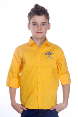 MashUp Boys Solid Casual Yellow Shirt