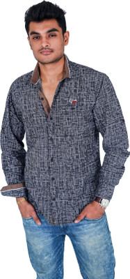 

Carbone Men's Printed Casual Grey Shirt