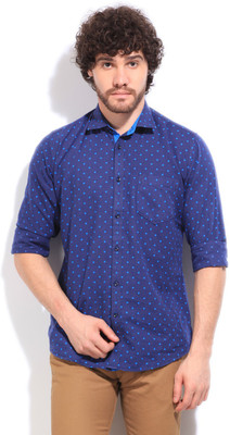 

Easies Men's Polka Print Casual Blue Shirt, Navy dot print