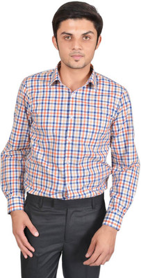 

Kriss Men's Checkered Formal Multicolor Shirt, Orange