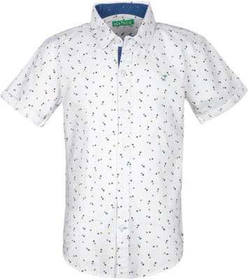 

Palm Tree Boys Printed Casual White Shirt, C101