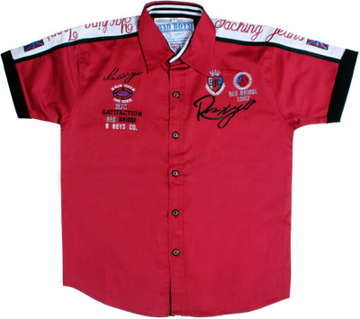 Bad Boys Boy's Solid Casual Maroon Shirt