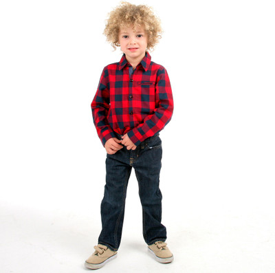 

Cherry Crumble California Boys Checkered Casual Red Shirt, Red navy blue