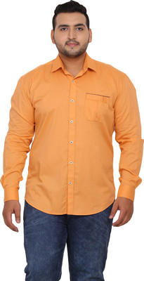 JOHN PRIDE Men Solid Casual Orange Shirt