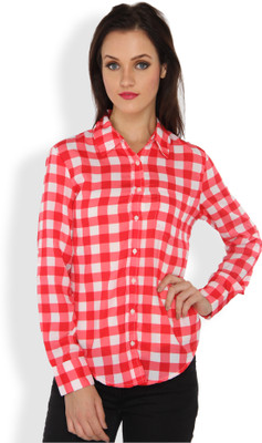 

Ten on Ten Women's Checkered Casual Red, White Shirt