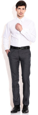 Akaas Men Solid Formal White Shirt