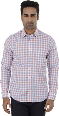 London Fog Men's Checkered Casual Shirt, Blue-red