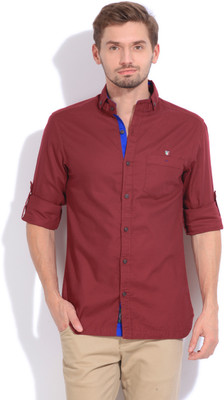 

The Indian Garage Co. Men's Solid Casual Red Shirt, Burnt red