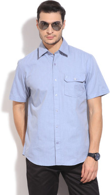 

John Players Men's Solid Formal Blue Shirt, 1a2