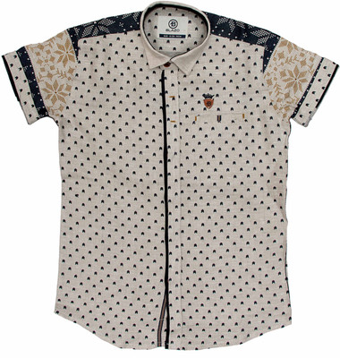 

Pokizo Boys Printed Casual White, Blue Shirt, Blue;white