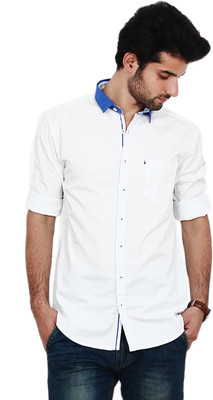 

FRD13 Men' Solid Casual White Shirt