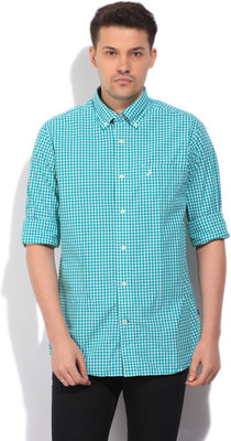

Nautica Men' Checkered Casual White, Green Shirt, 3qu