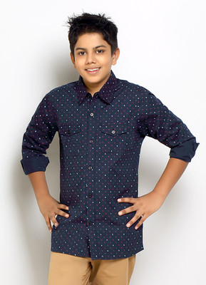 

Kick Start Boys Printed Casual Blue Shirt, Navy