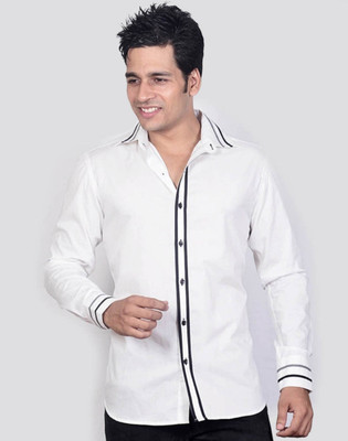 

Dazzio Men's Solid Casual White Shirt