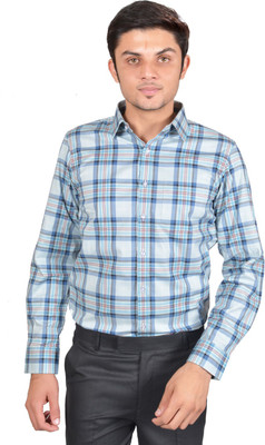 

Kriss Men's Checkered Formal Blue Shirt