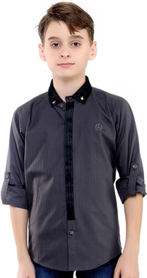 

MashUp Boys Solid Party Grey Shirt