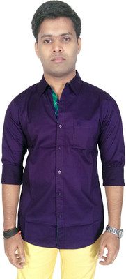 SOUTHBAY Men Solid Casual Purple Shirt