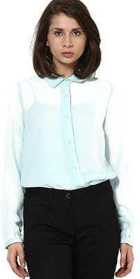 

Vero Moda Women's Solid Casual Blue Shirt, Blue glow