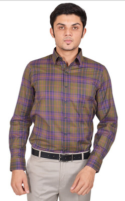 

Kriss Men' Striped Casual Purple Shirt, Light yellow and blue